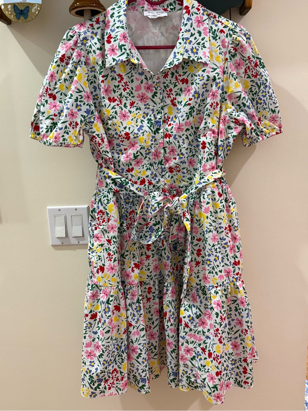 Floral Button-Front Shirt Dress with Tie Waist